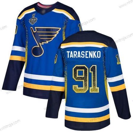 Herrar St. Louis Blues #91 Vladimir Tarasenko Blå Autentisk 2019 Stanley Cup Final Bound Stitched Hockey Hemma Tröjor Version 2