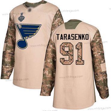 Herrar St. Louis Blues #91 Vladimir Tarasenko Camo Autentisk 2017 Veterans Day 2019 Stanley Cup Final Bound Stitched Hockey Tröjor