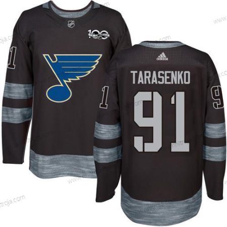 Herrar St. Louis Blues #91 Vladimir Tarasenko Svart 1917-2017 100th Jubileum Stitched NHL Tröjor