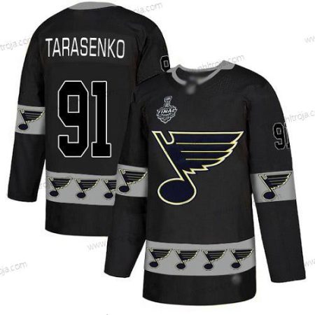 Herrar St. Louis Blues #91 Vladimir Tarasenko Svart Autentisk Team Logo 2019 Stanley Cup Final Bound Stitched Hockey Tröjor