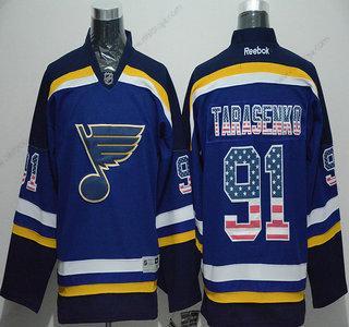 Herrar St. Louis Blues #91 Vladimir Tarasenko USA Flag Blå Tröjor