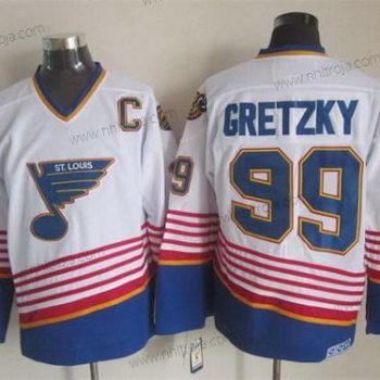 Herrar St. Louis Blues #99 Wayne Gretzky 1995 Vit Retro CCM Tröjor