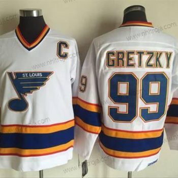 Herrar St. Louis Blues #99 Wayne Gretzky 1998-99 Vit CCM Vintage Tröjor