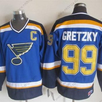 Herrar St. Louis Blues #99 Wayne Gretzky 2014 Blå Retro CCM Tröjor