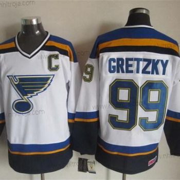 Herrar St. Louis Blues #99 Wayne Gretzky 2014 Vit Retro CCM Tröjor