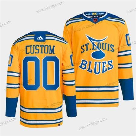 Herrar St. Louis Blues Skräddarsydda Gul 2022-23 Omvänd Retro Stitched Tröjor