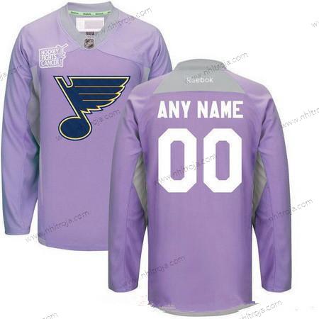 Herrar St. Louis Blues Skräddarsydda Lila Rosa Reebok Hockey Bekämpar cancer Träning Tröjor