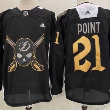 Herrar Tampa Bay Lightning #21 Brayden Point Svart Pirate Themed Warmup Autentisk Tröjor