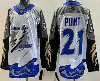 Herrar Tampa Bay Lightning #21 Brayden Point Vit 2022 Omvänd Retro Autentisk Tröjor