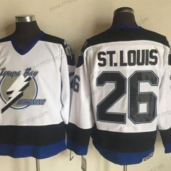 Herrar Tampa Bay Lightning #26 Martin St. Louis Vit 2003-04 Stitched NHL CCM Vintage Tröjor