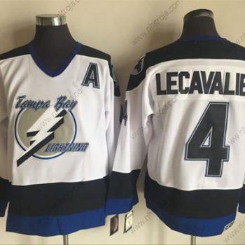 Herrar Tampa Bay Lightning #4 Vincent Lecavalier Vit 2003-04 Stitched NHL CCM Vintage Tröjor