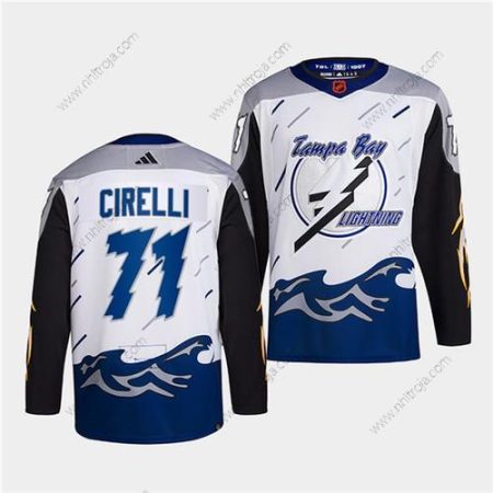 Herrar Tampa Bay Lightning #71 Anthony Cirelli Vit 2022 Omvänd Retro Stitched Tröjor