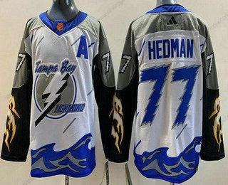 Herrar Tampa Bay Lightning #77 Victor Hedman Vit 2022 Omvänd Retro Autentisk Tröjor