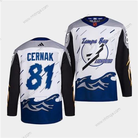 Herrar Tampa Bay Lightning #81 Erik Cernak Vit 2022 Omvänd Retro Stitched Tröjor