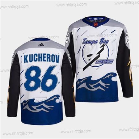 Herrar Tampa Bay Lightning #86 Nikita Kucherov Vit 2022 Omvänd Retro Stitched Tröjor