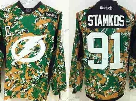 Herrar Tampa Bay Lightning #91 Steven Stamkos Digital Camo Veteran’S Day Träning Tröjor