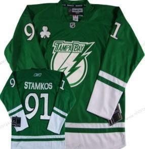 Herrar Tampa Bay Lightning #91 Steven Stamkos St. Patrick’S Day Grön Tröjor