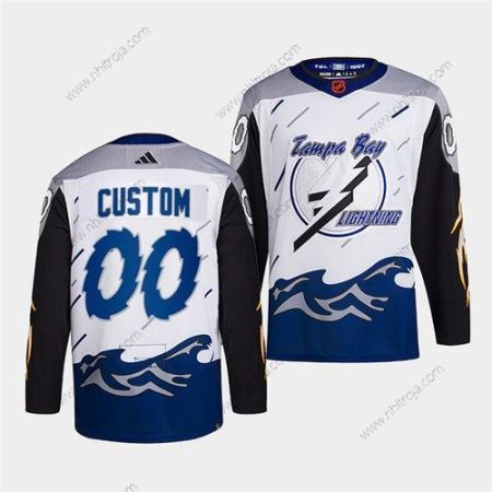 Herrar Tampa Bay Lightning Skräddarsydda Vit 2022 Omvänd Retro Stitched Tröjor