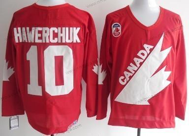 Herrar Team Kanada #10 Dale Hawerchuk 1991 Olympic Röd Retro CCM Tröjor