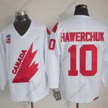 Herrar Team Kanada #10 Dale Hawerchuk 1991 Olympic Vit CCM Vintage Tröjor