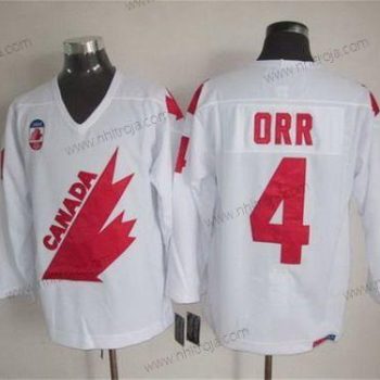 Herrar Team Kanada #4 Bobby Orr 1991 Olympic Vit CCM Vintage Tröjor