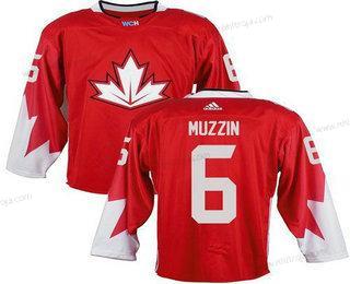 Herrar Team Kanada #6 Jake Muzzin Röd 2016 World Cup Stitched NHL Tröjor