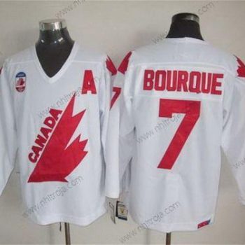 Herrar Team Kanada #7 Ray Bourque 1991 Olympic Vit CCM Vintage Tröjor