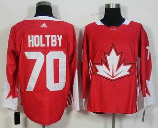 Herrar Team Kanada #70 Braden Holtby Röd 2016 World Cup Of Hockey Game Tröjor