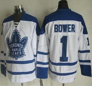 Herrar Toronto Maple Leafs #1 Johnny Bower 1998-99 Vit CCM Vintage Tröjor