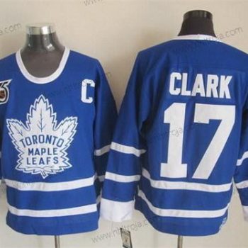 Herrar Toronto Maple Leafs #17 Wendel Clark Blå 75Th Retro CCM Tröjor