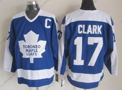 Herrar Toronto Maple Leafs #17 Wendel Clark Blå With Vit Retro CCM Tröjor