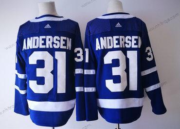 Herrar Toronto Maple Leafs #31 Frederik Andersen Royal Blå 2017-2018 Hockey Stitched NHL Hemma Tröjor