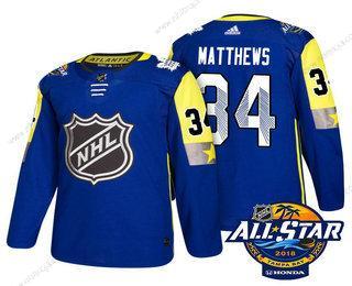 Herrar Toronto Maple Leafs #34 Auston Matthews Blå 2018 NHL All-Star Stitched Ice Hockey Tröjor