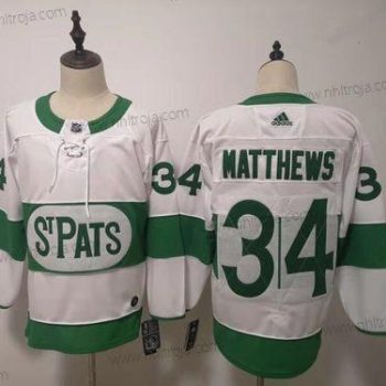 Herrar Toronto Maple Leafs #34 Auston Matthews St. Pats Road Autentisk Player Vit Tröjor