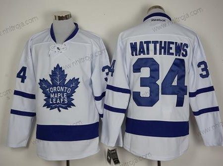 Herrar Toronto Maple Leafs #34 Auston Matthews Vit 2016-17 100th Jubileum Hockey Borta Tröjor