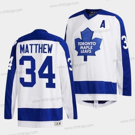 Herrar Toronto Maple Leafs #34 Auston Matthews Vit Classics Primary Logo Stitched Tröjor