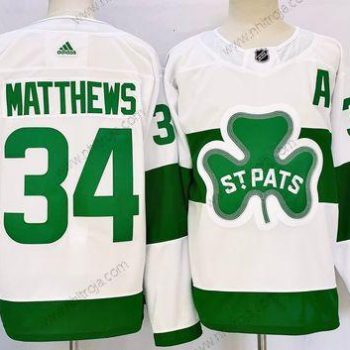 Herrar Toronto Maple Leafs #34 Auston Matthews Vit St Patricks Autentisk Tröjor