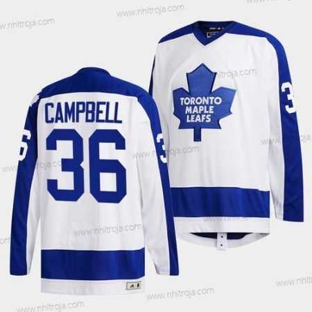 Herrar Toronto Maple Leafs #36 Jack Campbell Vit Classics Primary Logo Stitched Tröjor