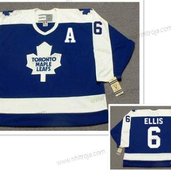 Herrar Toronto Maple Leafs #6 Ron Ellis With A Patch Blå With Vit Retro CCM Tröjor