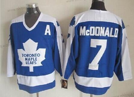 Herrar Toronto Maple Leafs #7 Lanny Mcdonald Blå With Vit Retro CCM Tröjor