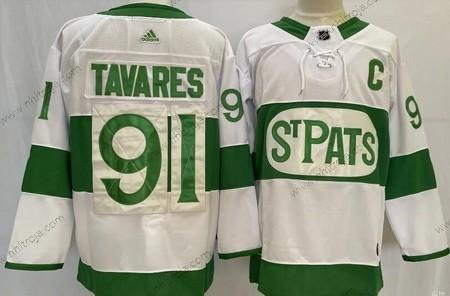 Herrar Toronto Maple Leafs #91 John Tavares Vit 2019 St Pats Autentisk Tröjor