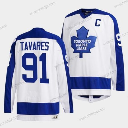 Herrar Toronto Maple Leafs #91 John Tavares Vit Classics Primary Logo Stitched Tröjor