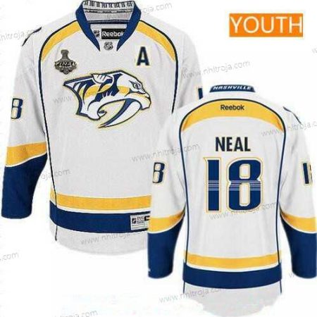 Herrar Ungdomen Nashville Predators #18 James Neal Vit 2017 Stanley Cup Finals A Patch Stitched NHL Reebok Hockey Tröjor