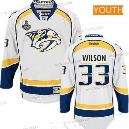 Herrar Ungdomen Nashville Predators #33 Colin Wilson Vit 2017 Stanley Cup Finals Patch Stitched NHL Reebok Hockey Tröjor