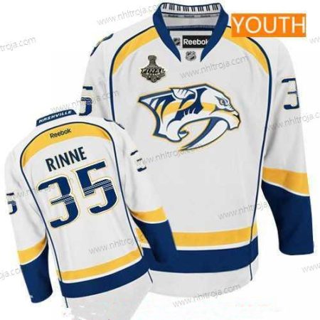 Herrar Ungdomen Nashville Predators #35 Pekka Rinne Vit 2017 Stanley Cup Finals Patch Stitched NHL Reebok Hockey Tröjor