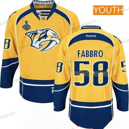 Herrar Ungdomen Nashville Predators #58 Dante Fabbro Gul 2017 Stanley Cup Finals Patch Stitched NHL Reebok Hockey Tröjor