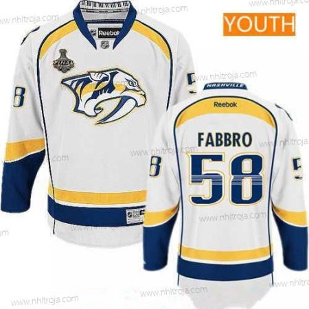 Herrar Ungdomen Nashville Predators #58 Dante Fabbro Vit 2017 Stanley Cup Finals Patch Stitched NHL Reebok Hockey Tröjor