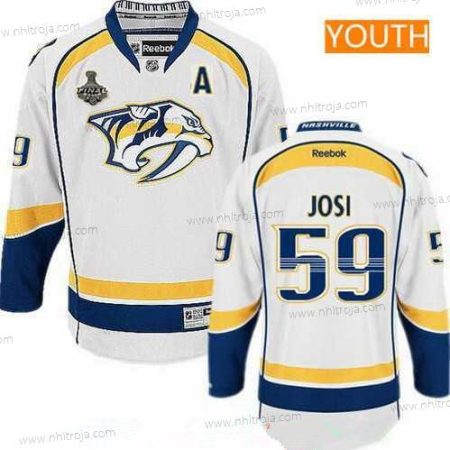 Herrar Ungdomen Nashville Predators #59 Roman Josi Vit 2017 Stanley Cup Finals A Patch Stitched NHL Reebok Hockey Tröjor