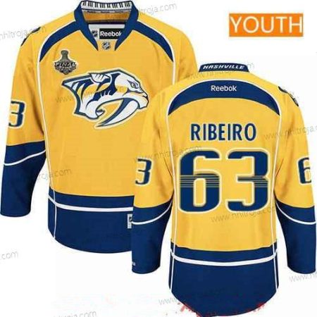 Herrar Ungdomen Nashville Predators #63 Mike Ribeiro Gul 2017 Stanley Cup Finals Patch Stitched NHL Reebok Hockey Tröjor