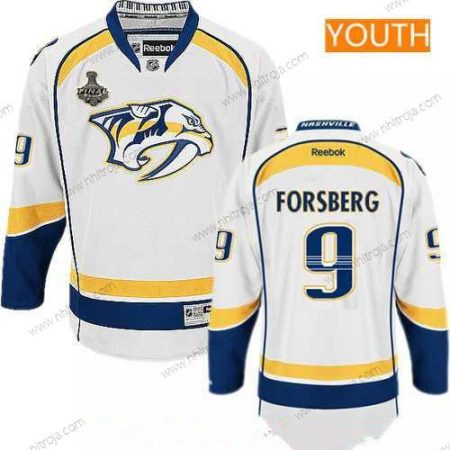 Herrar Ungdomen Nashville Predators #9 Filip Forsberg Vit 2017 Stanley Cup Finals Patch Stitched NHL Reebok Hockey Tröjor